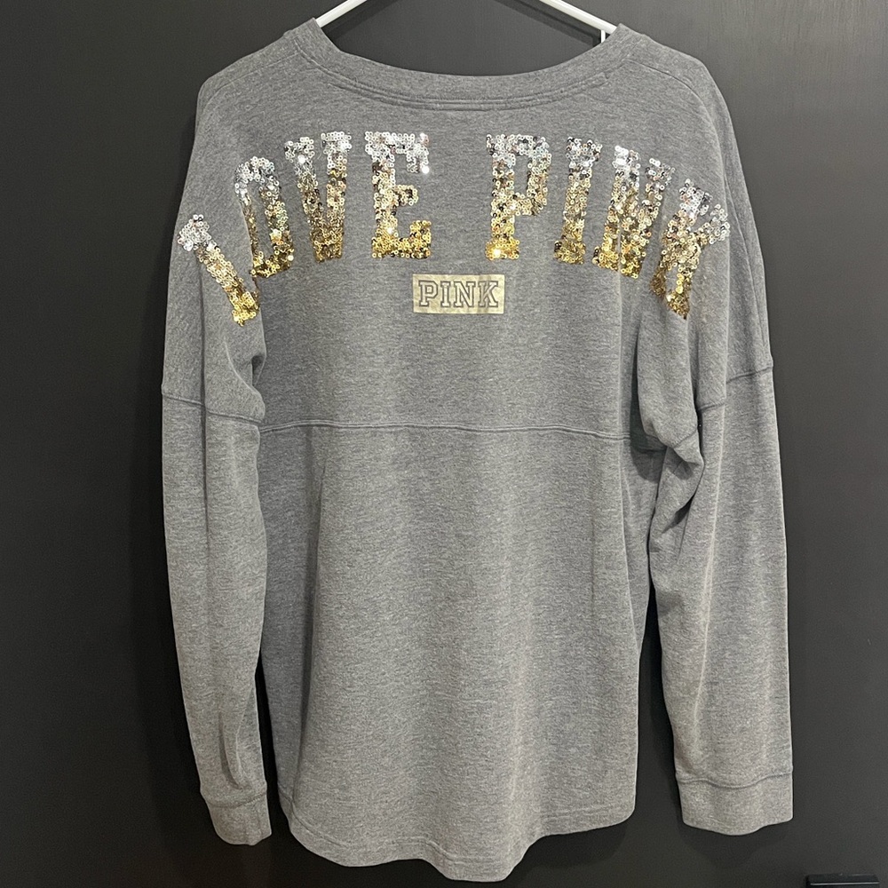 PINK Victoria's Secret Ombre Sequin Varsity Sweatshirt